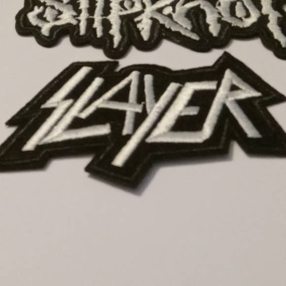 Slipknot & Slayer Sew On Patches Black & White Rock Bands Gothic - Picture 2 of 4